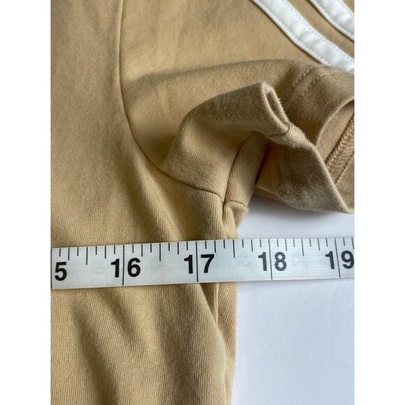 Adidas Tan 3-Stripe Logo Short Sleeve Cropped T-shirt Women's Large - Picture 5 of 8